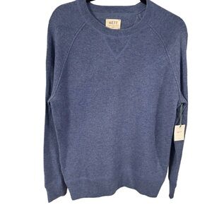 AE77 Men’s 100% CASHMERE Crewneck Sweater Long Sleeves Blue Sz S NWT